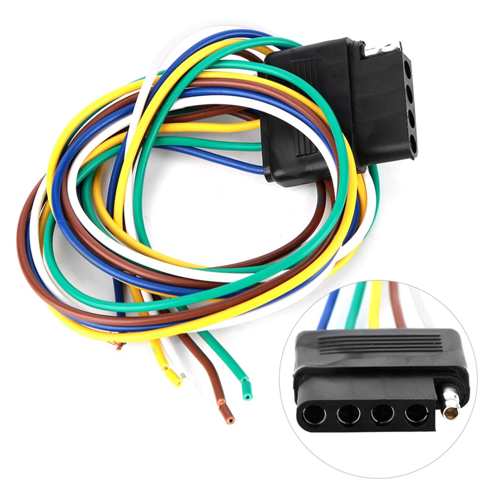 5-Way Flat Trailer Wire Harness Extension Socket 36 Inch Durable Abs 4601341539370