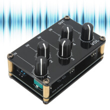 Audio-Mixer mit 4 Eingängen und 1 Ausgang, Mini-Soundboard-Konsole, tragbarer passiver Stereo-Audio-Mixer