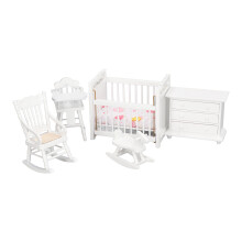 1:12 Puppenhausmöbel Modellset Miniatur Babybett Schaukelpferd Stuhl Schrank Dekorationszubehör