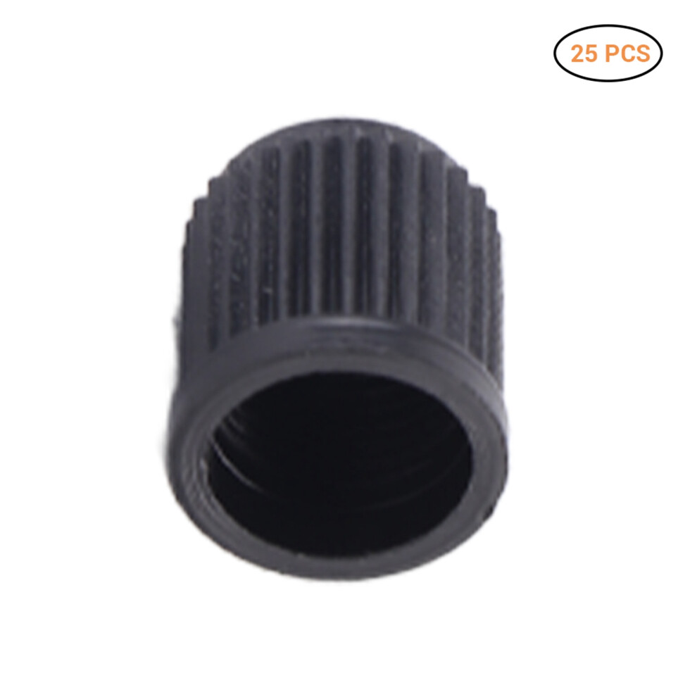 25Pcs Tire Valve Caps Universal Plastic Stem Black 9387669414982