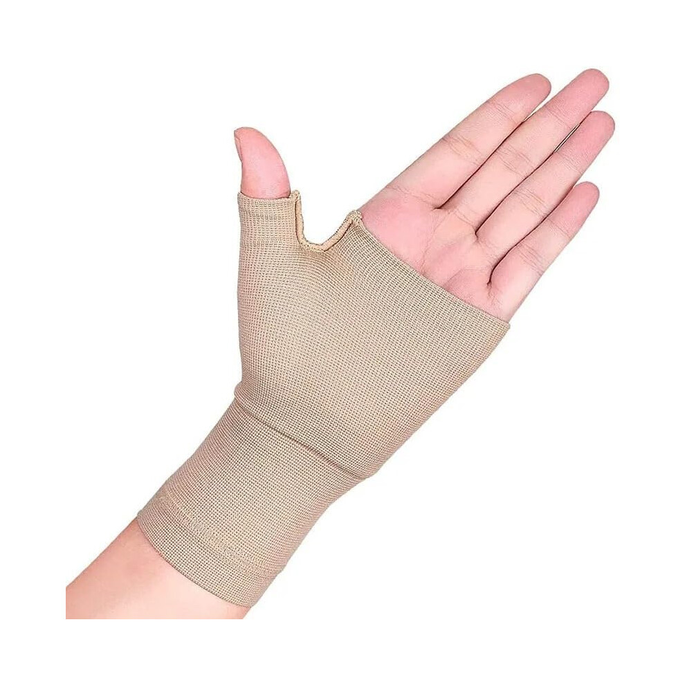 Wrist Support Brace Compression Gloves for Carpal Tunnel Syndrome Arthritis, Elastic Thumb Protection, Size L, Beige