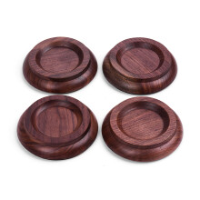 4pcs Upright Piano Caster Cups Solid Wood Anti-slip EVA Pad Black Walnut