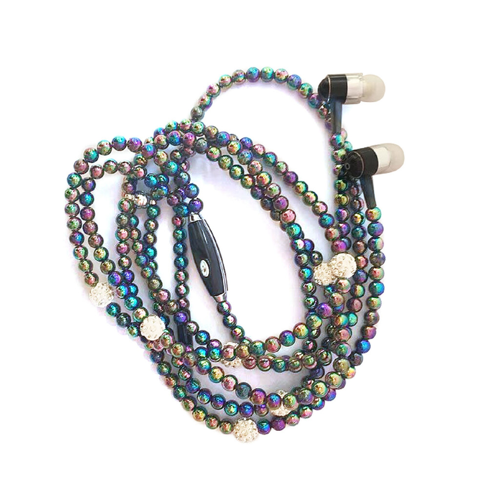 Pearl Necklace Stereo Earphones with Microphone 3.5mm - Pink, White, Blue-image-OPC-PJMPZHH-NEW