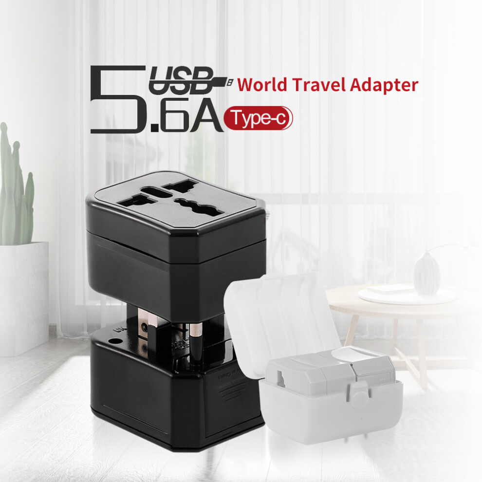 Universal Travel Power Adapter 150+ Countries Compact Black 88g