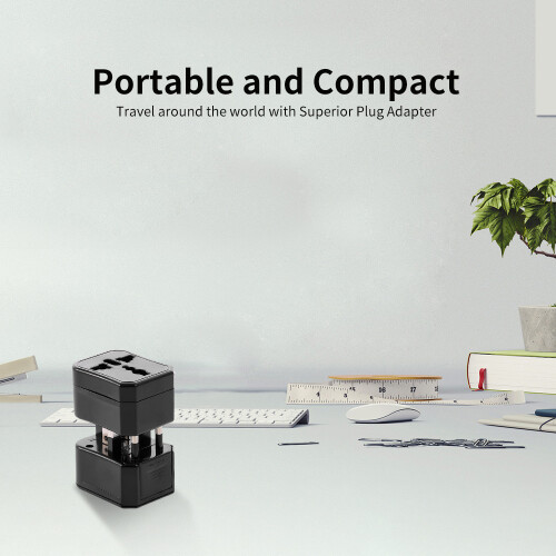 Universal Travel Power Adapter 150+ Countries Compact Black 88g 1