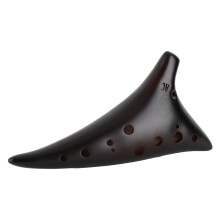 12 Holes Ceramic Alto C Ocarina with Lanyard & Bag, Hand Painted, 19x10x6cm