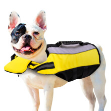 Dog Life Jacket with Handle, Reflective Strips, Adjustable, Foldable, Yellow, S/M/L