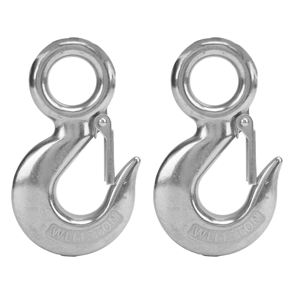 2Pcs 1.5 Tons Eye Slip Hook With Safety Latch 9387669417471