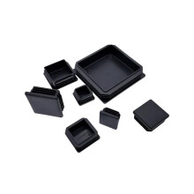 Steel Square Pipe Plug 19x19mm 2Pcs Black Anti-Slip Furniture Leg Protector Tube Cap Plug for Home Use
