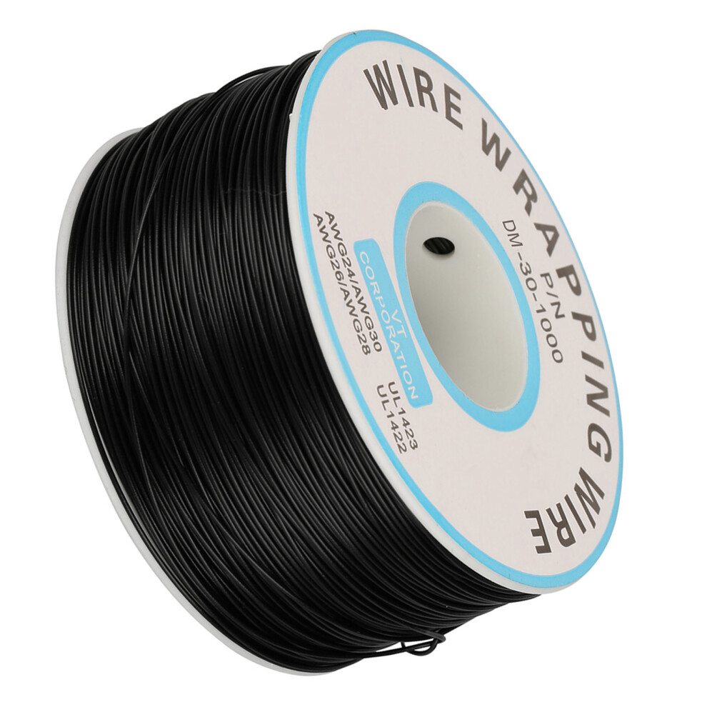 30Awg Black Copper Wire Wrap 0.25Mm Core Tin-Plated 1 Roll W/ Spool 7631341567520