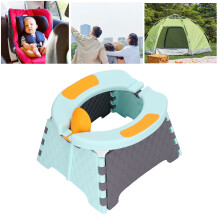 Faltbarer Töpfchen für Kleinkinder mit Reinigungsbeutel – Tragbares Kinder-Toilettensitz für Auto, geeignet für drinnen und draußen, blau,