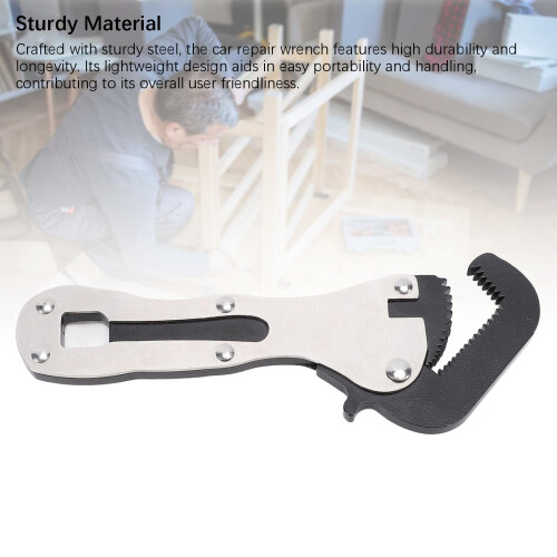 Auto Adjusting Steel Pipe Wrench, Compact Ergonomic Handle, 155g 2
