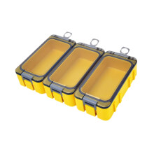Fish Bait Box with Three Compartments for Storage, Yellow, Waterproof, Portable, Fishing Accessories, 30x20x10 cm