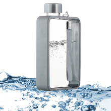 Sports Flachwasserflasche Tragbare Reisethermosflasche Outdoor-Sport Fitness Wasserflasche Grau