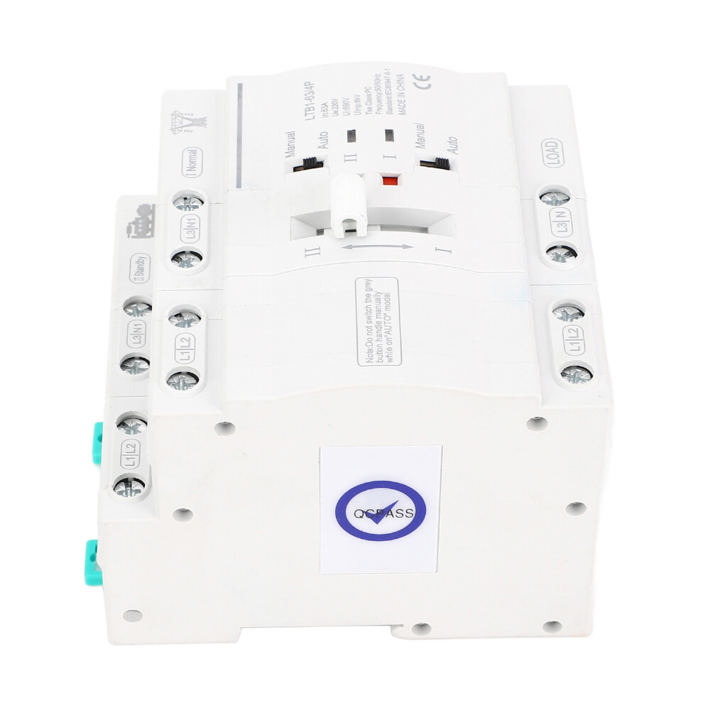 Double Power Ats 4P 63A Auto Transfer Switch, 35Mm Din Rail 6951341575419