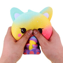 Lindo peluche de helado con forma de gato, juguete antiestrés para apretar y rebotar, para niños y adultos, suave.
