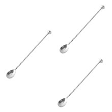 Set of 3 Stainless Steel Spoons for Cocktails and Muddling, Matcha Mixing Tools, Reusable Blending Accessories, Silver