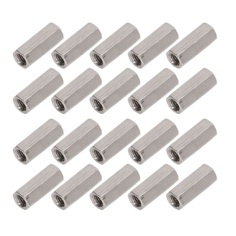 20Pcs Hex Coupling Nut 304 Stainless Steel Rust 9387669424950