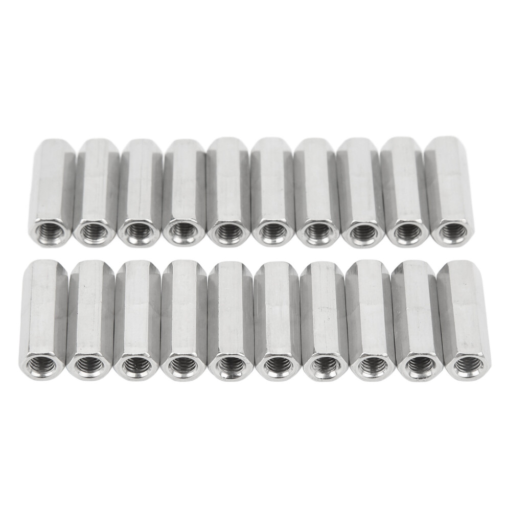 20 Pcs Hex Coupling Nut M5x0.8 L25mm Rust