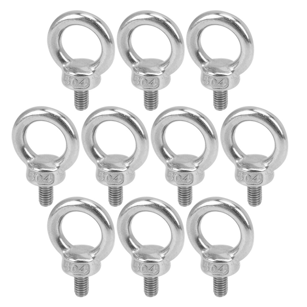 10Pcs M6 Stainless Steel Lifting Ring Eye Bolt 9387669426558