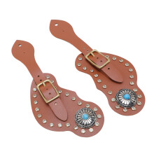 Brown PU Nappa Leather Spur Straps Set of 2 | Adjustable Western Rodeo Accessories