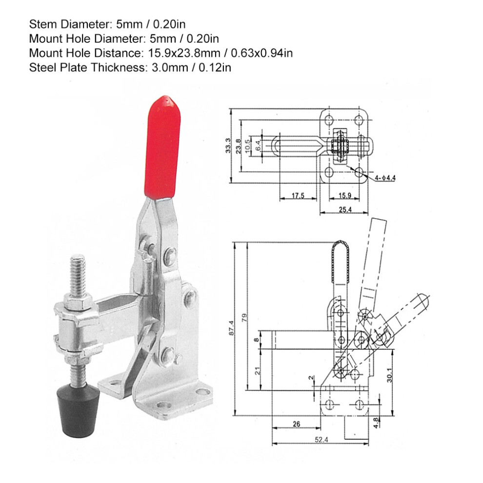 Quick Release Sus304 Toggle Clamp 60Kg Holding, 25Mm Adjustment 4931341603550