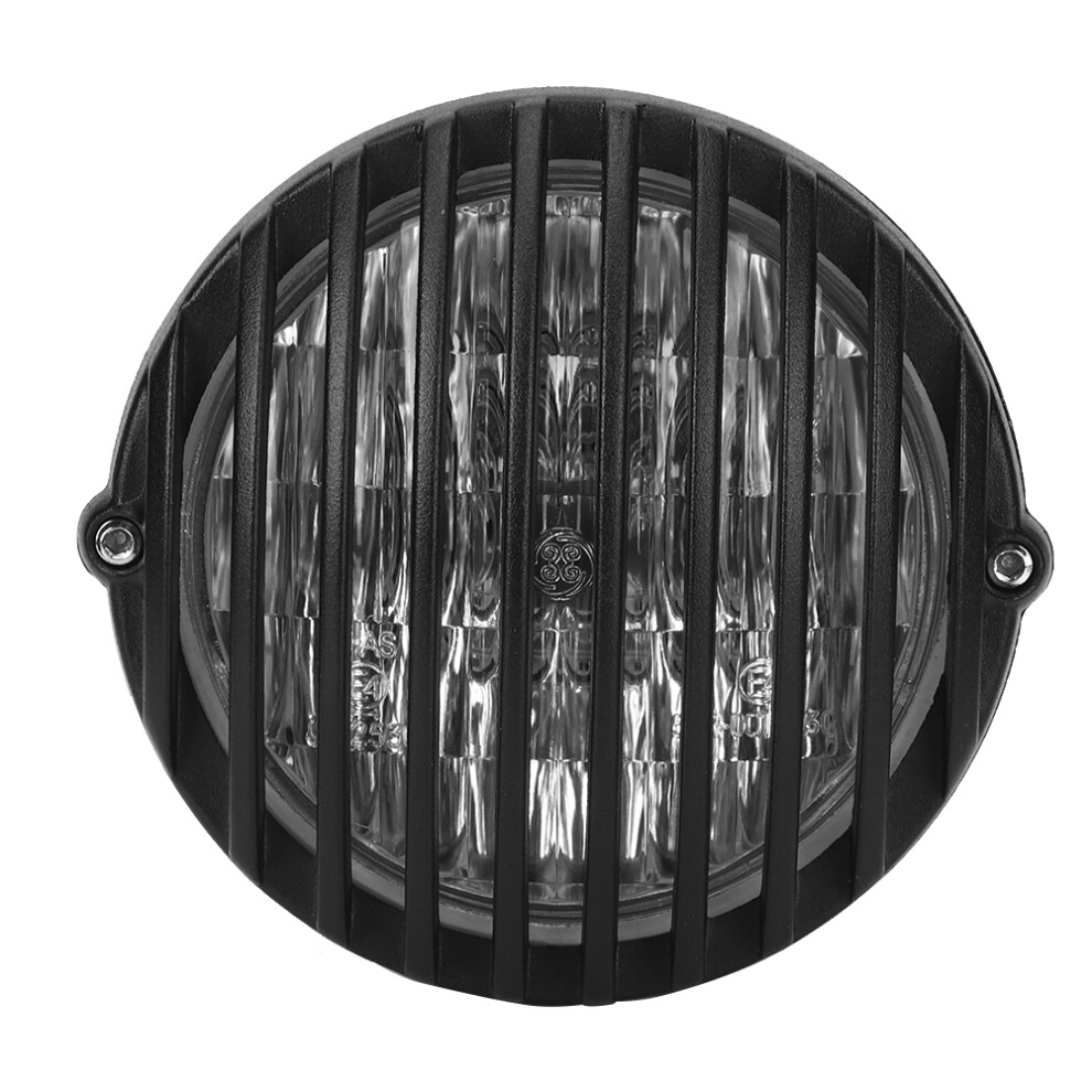 5.5In Vintage Motorcycle Grille Headlight Stainless Steel Black 8421341604788