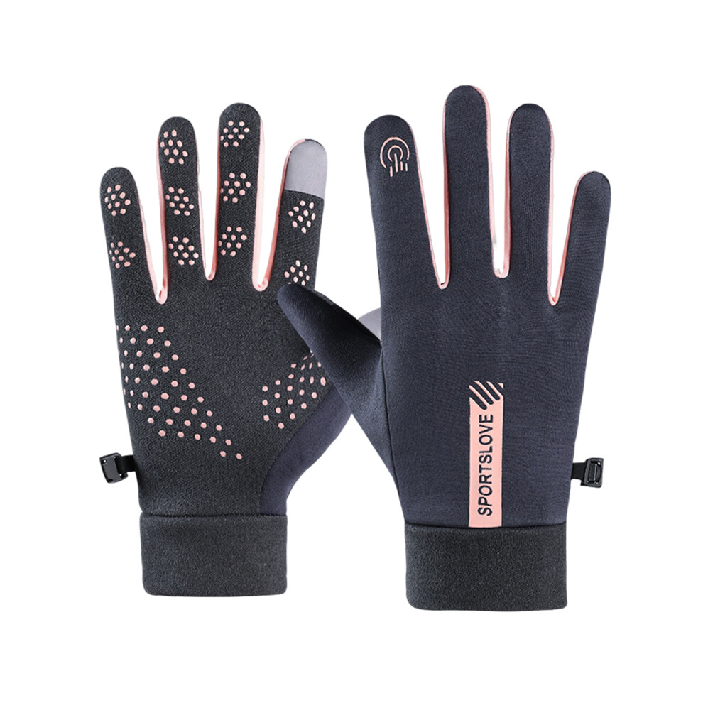 (Womens Gray ) Thermal Winter Gloves Touchscreen Mittens For Skiing Windproof And Pink