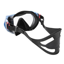 Adult Anti-Fog Snorkeling Mask with Tempered Glass, Adjustable Blue & White