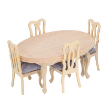 Puppenhaus Tisch Stuhl 1:12 Puppenhaus Holz Wirklichkeitsgetreues Miniaturmöbel Ess-Tisch Stuhl Model Set Wohnaccessoire