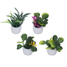 4 Stück Puppenhaus Topfpflanzen Miniature Künstliche Blumen Kleine Bonsai für 1:12 Puppenhaus Gartendekoration