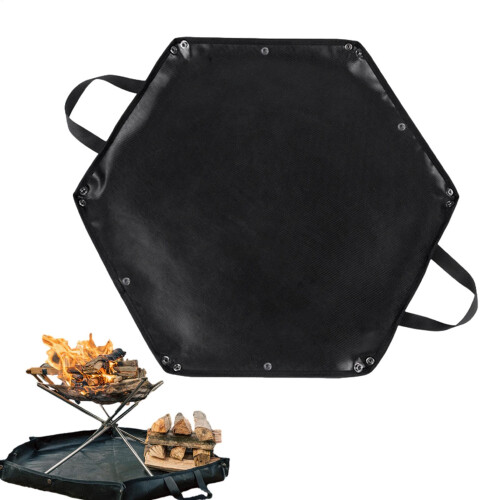 Fire Pit Mat for Fire Pit | Large Flame Retardant Hexagonal Grill Mat, Heat Resistant Fire Pit Protector, Black 104x92CM