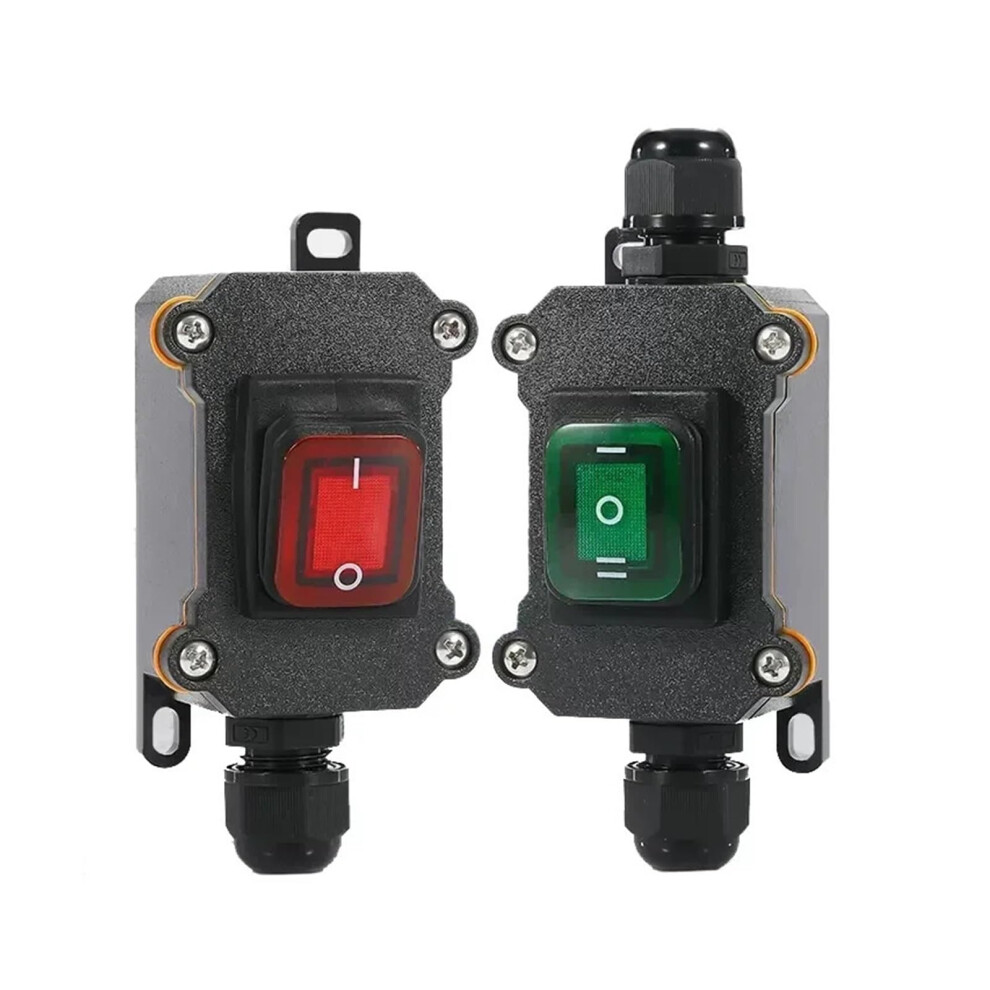 5Pcs Inline Power Cord Marine Rocker Switch 12V 24V 220V Waterproof Ip65 Junction Box 20A High Current Connector Double Green 6276012477343