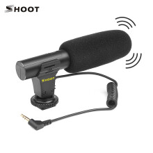 3.5mm Jack Microphone with Hot Shoe Mount Stereo Audio for Camera & DV