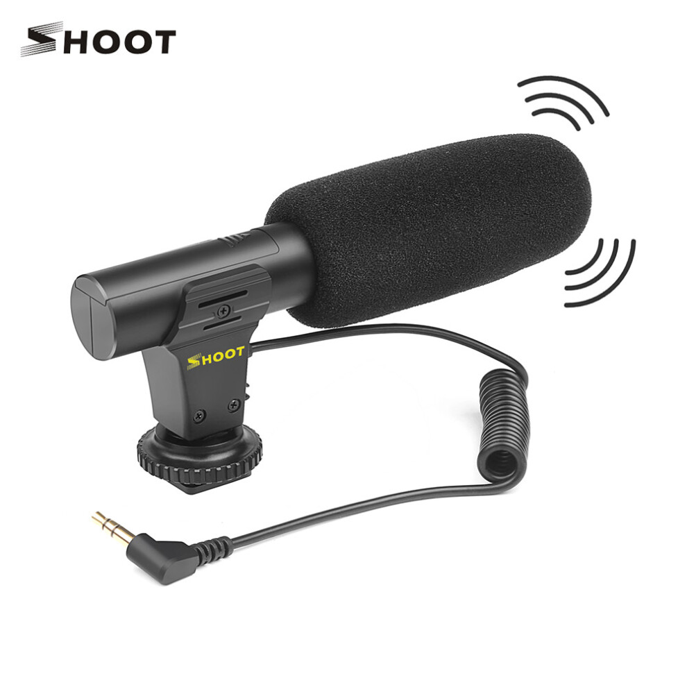 3.5Mm Jack Microphone With Hot Shoe Mount Stereo Audio For Camera & Dv Black 7901341623114