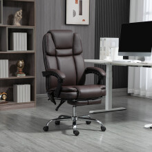 Vinsetto Massage Office Chair, PU Leather High Back Recliner, Dark Brown