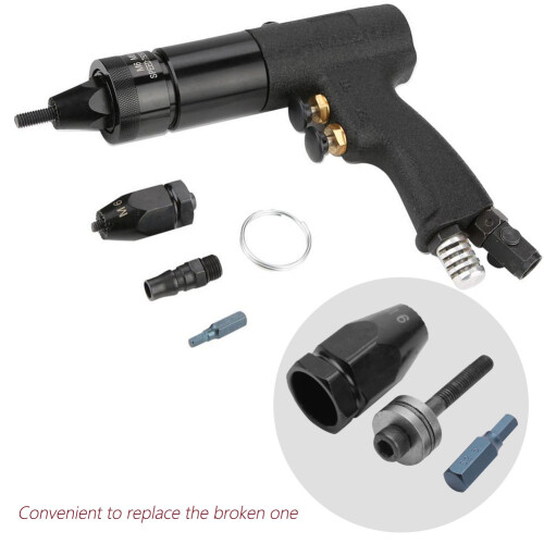 Pneumatic Nut Rivet Gun Head Set (M6 Hex, 4 Sizes, Durable)
