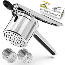 Potato Ricer for Fluffy Mashed Potatoes, 450 ml, Removable Durable Potato Press with Silicone Handle and 2 Interchangeable Slices