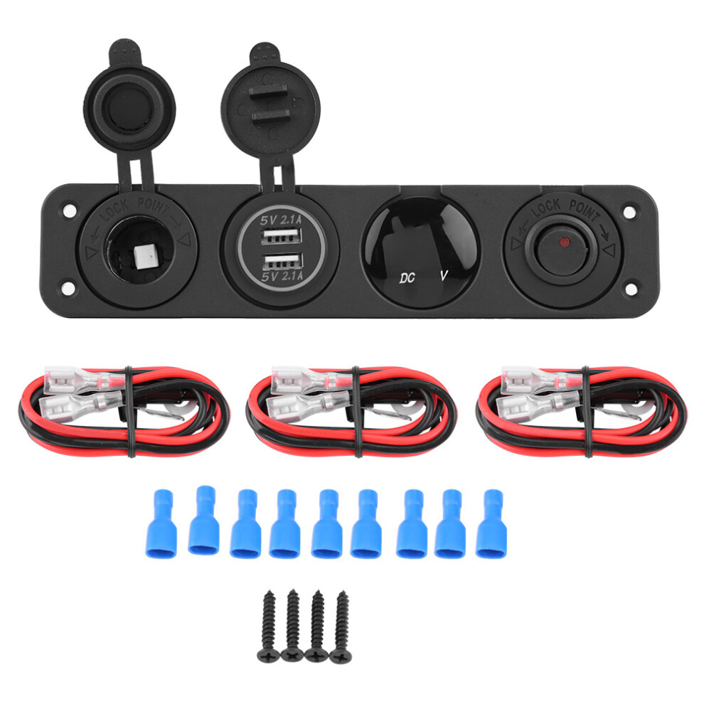 4-In-1 On/Off Toggle Switch Panel Dual Usb Charger Red 9387669436915