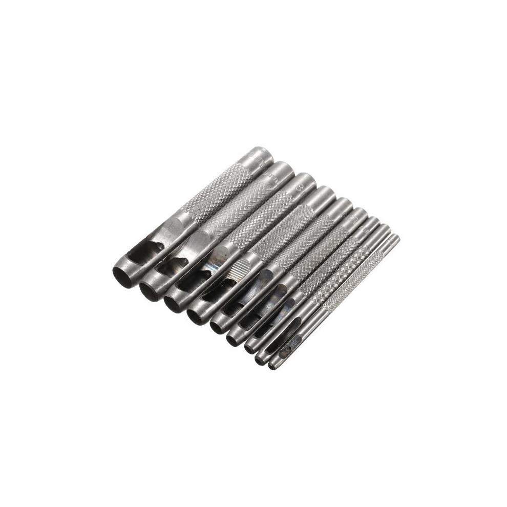 9Pcs 90mm Carbon Steel 9-Shaped Hole Punch Craft Leather DIY Tool