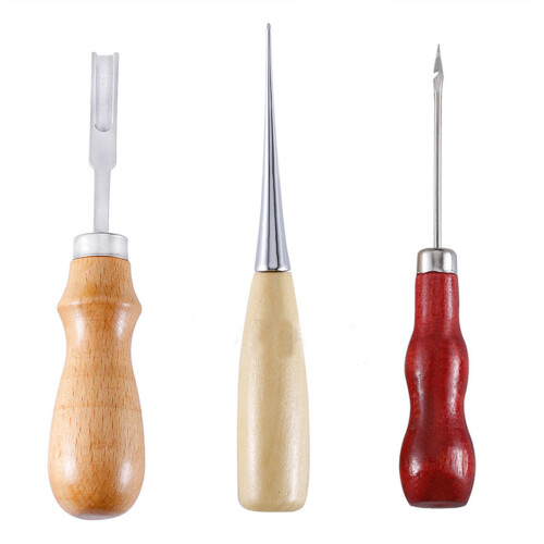 61Pcs Leather Craft Tool Kit Hand Sewing Stitching Punch Carving Saddle Edger 2