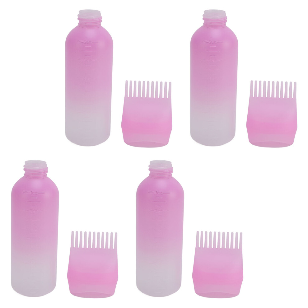 Pink 4Pcs Root Comb Applicator Bottle 16.8Cm For Hair Salon