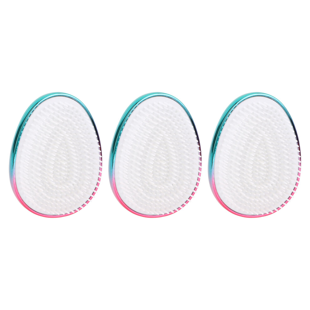 Red/Blue 3Pcs Egg-Shaped Hair Brushes Set, Gradient Detangling & Portable