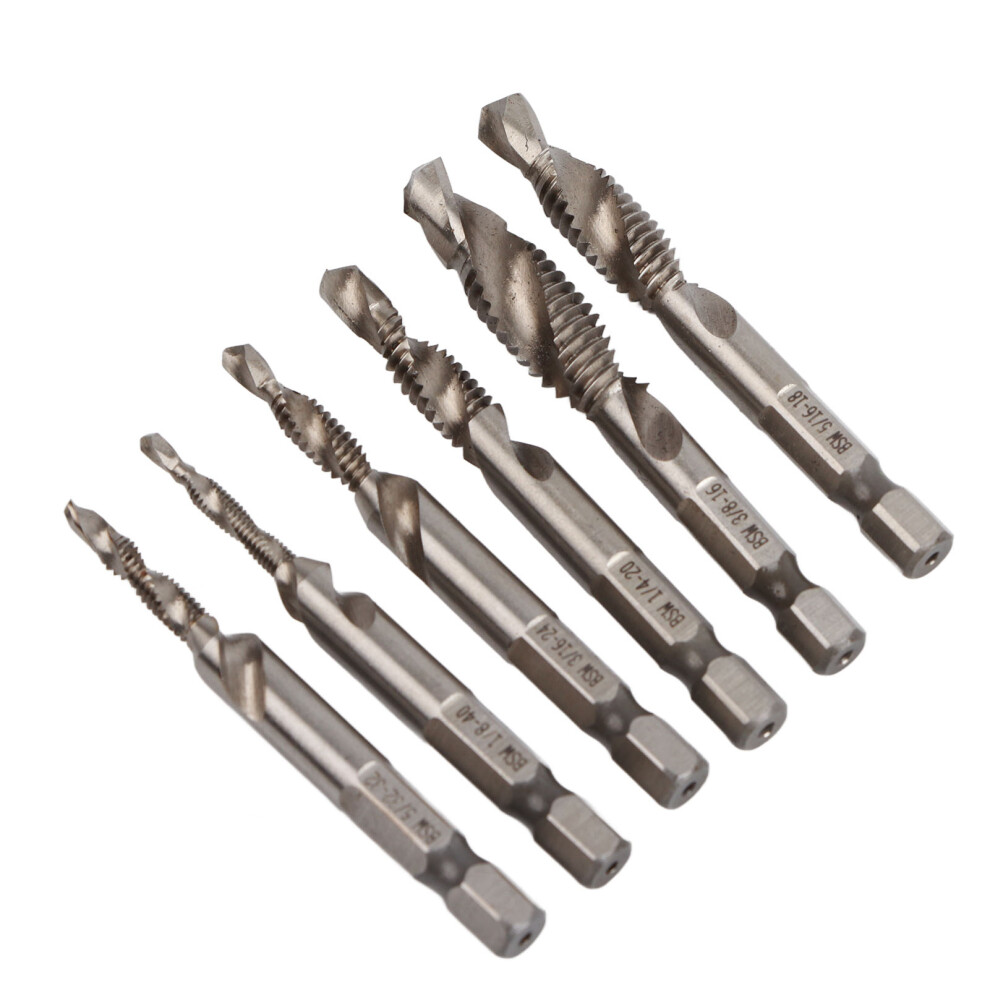 6Pcs Threaded Drill Taps High Speed Steel Portable