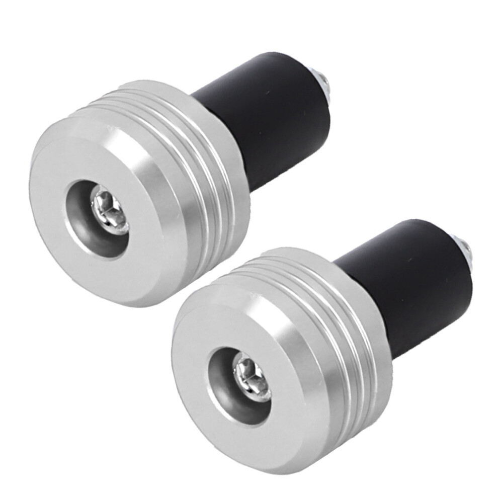 Motorcycle Handlebar Grip End Aluminum Plugs Moto Silver 9387669439404