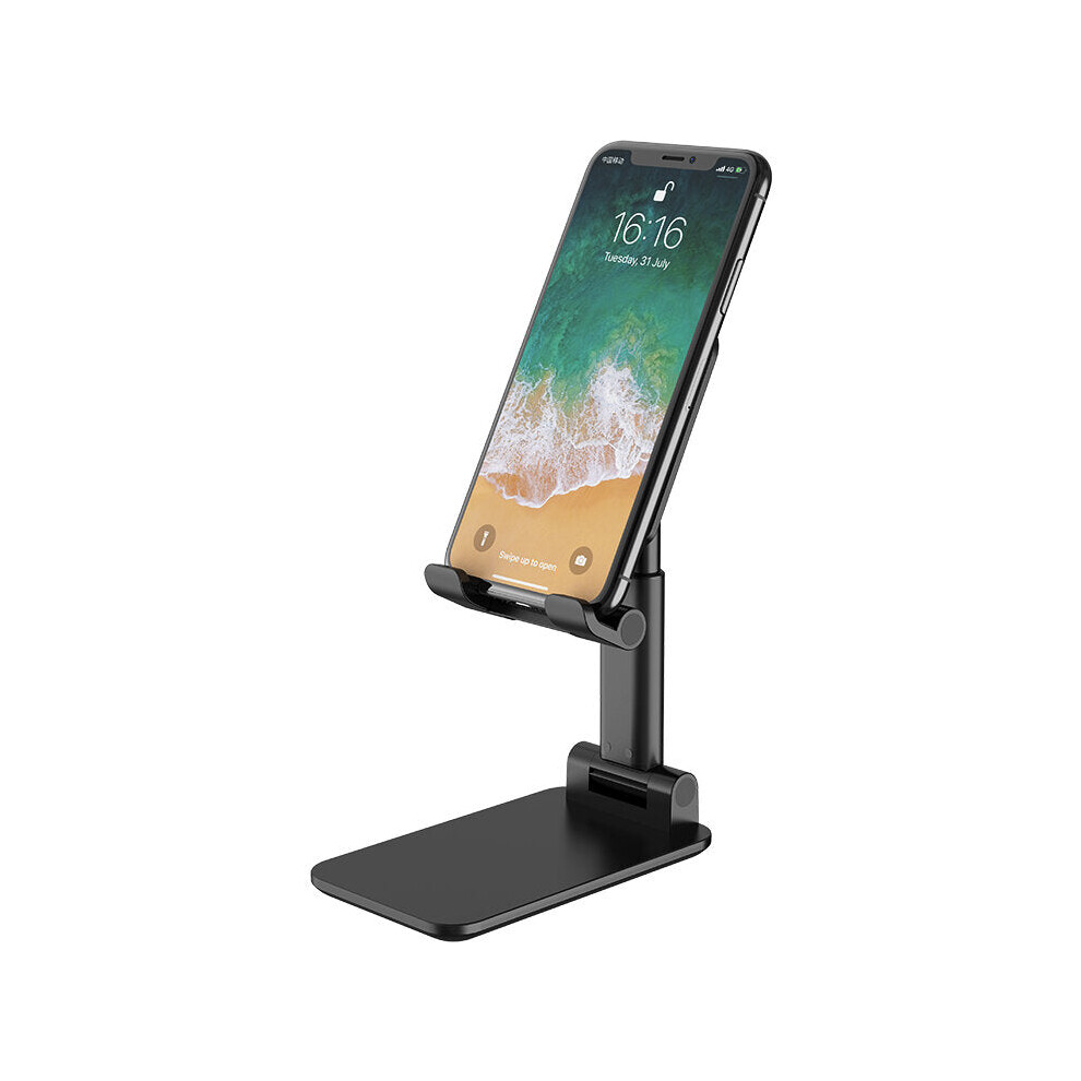 (Black) Portable Compact Foldable Phone Holder Mobile Phone Tablet Desktop Stand Black 9078193131925