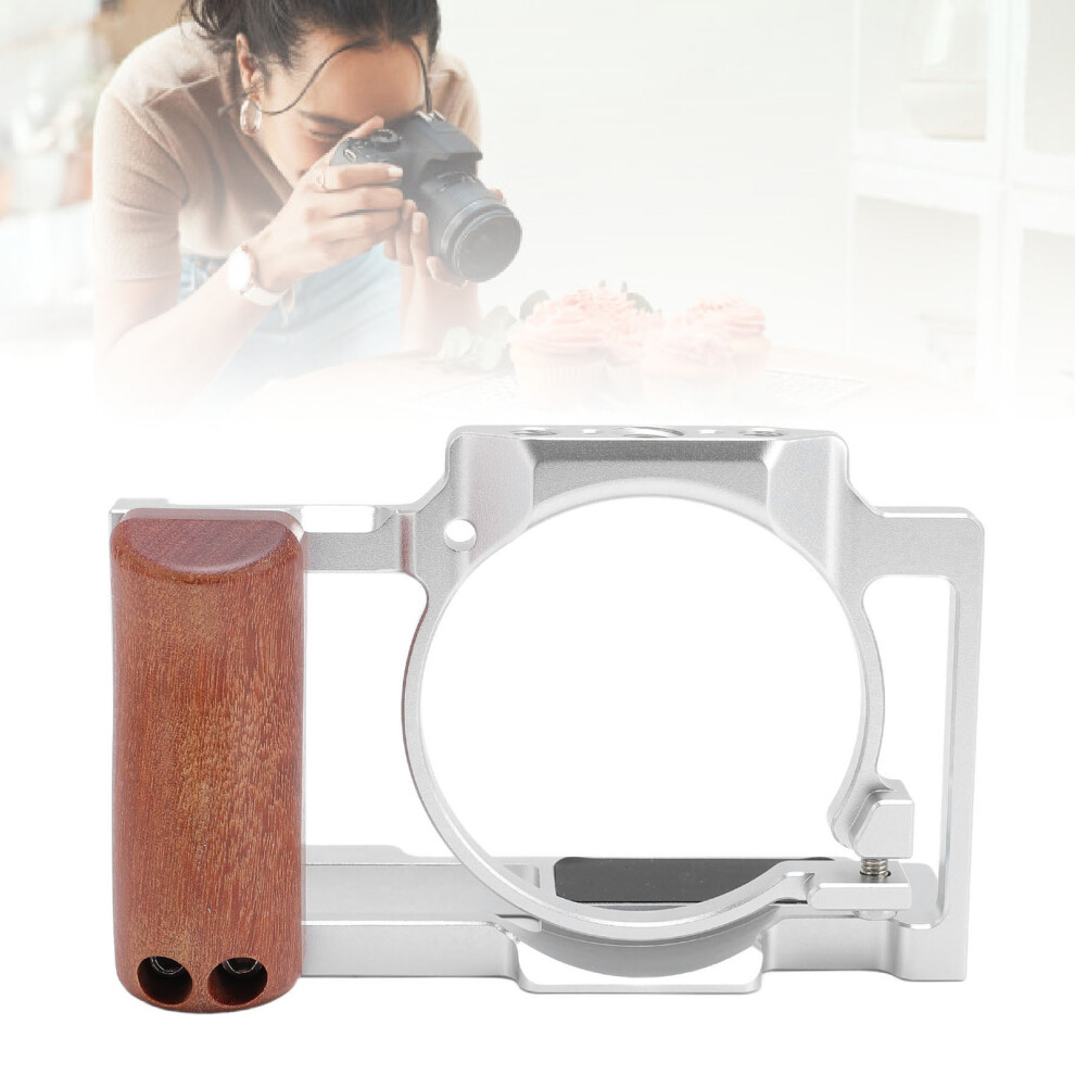Aluminum Camera Cage For Zv1 With Wooden Handle & Cold Shoe Mount Silver 6901341657721