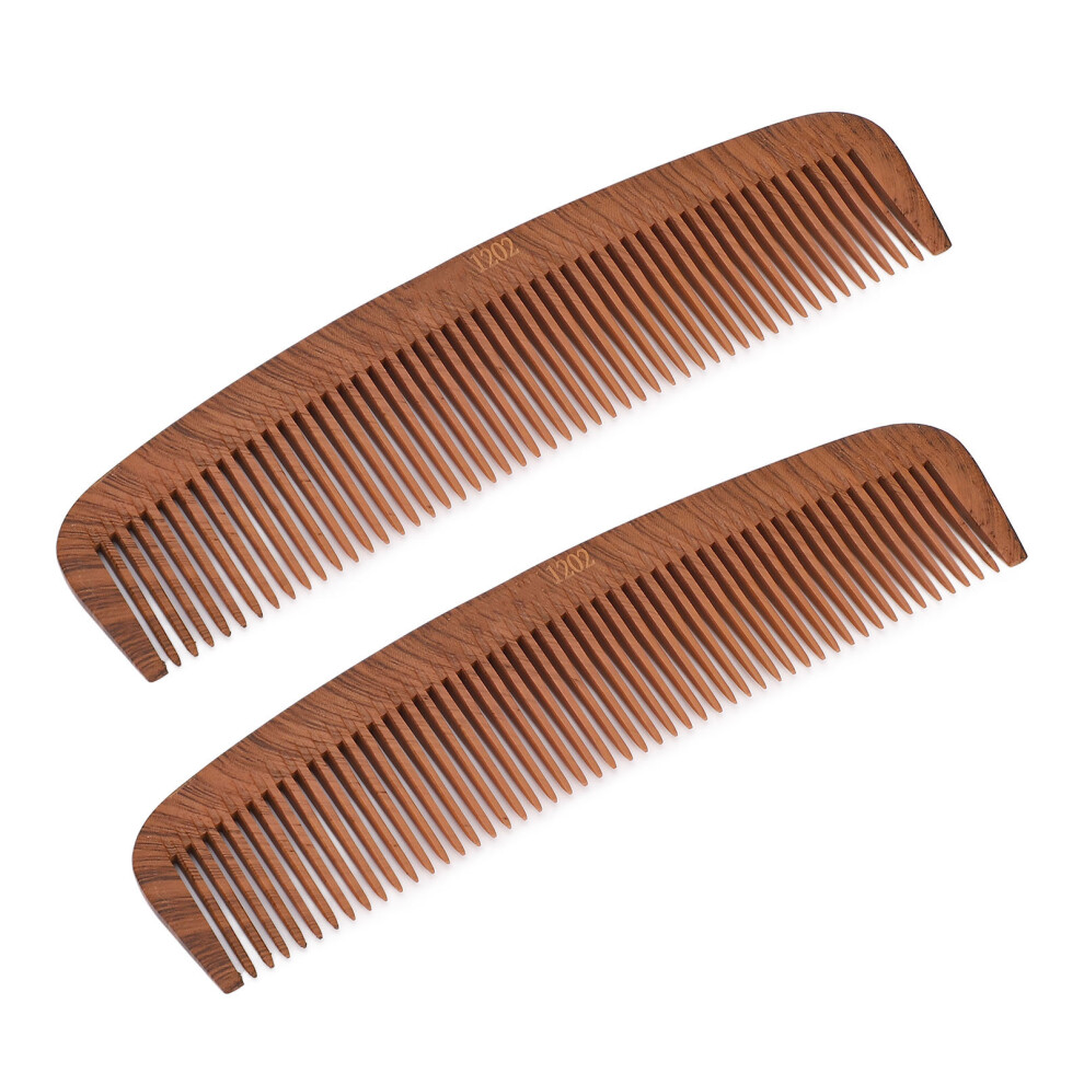 Unisex 2Pcs Wooden Anti-Static Hair Comb Set For Salon & Barber Use