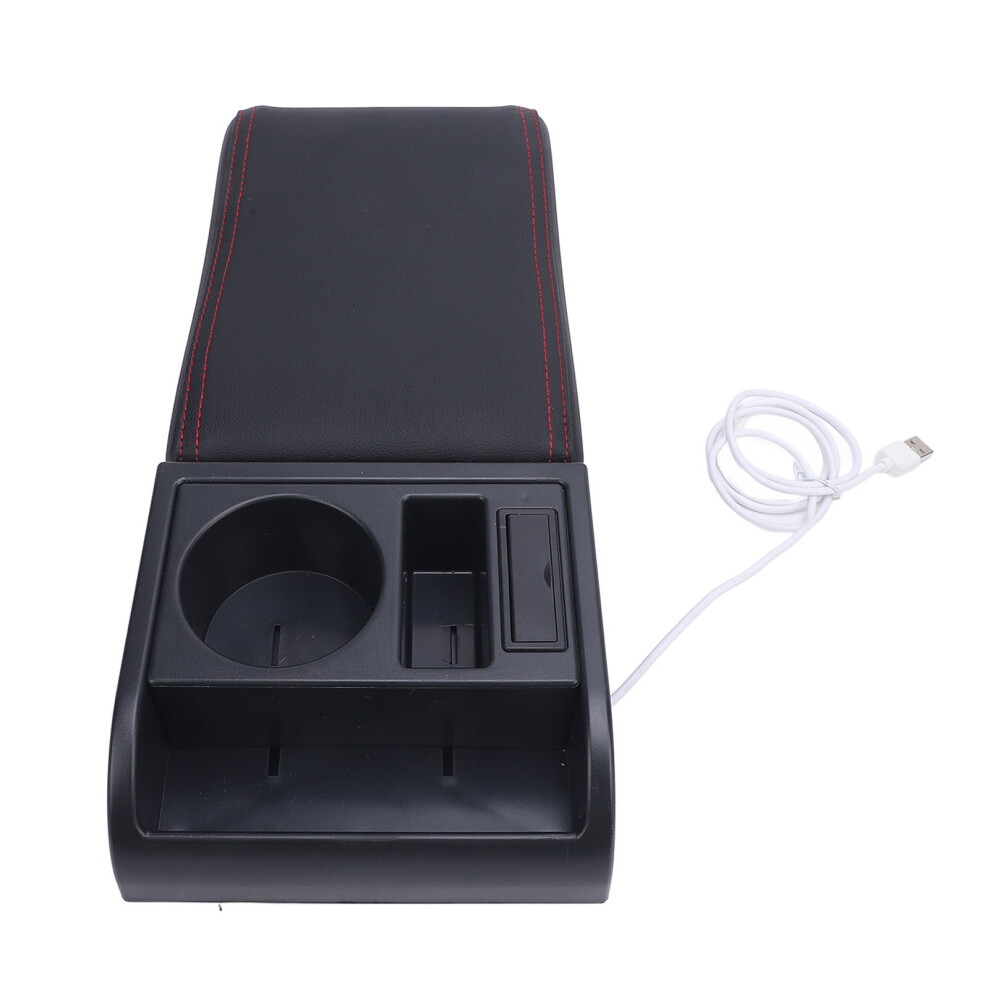 Adjustable Car Armrest Box With Usb Port & Cup Holder For Most Vehicles Red 8771341658572