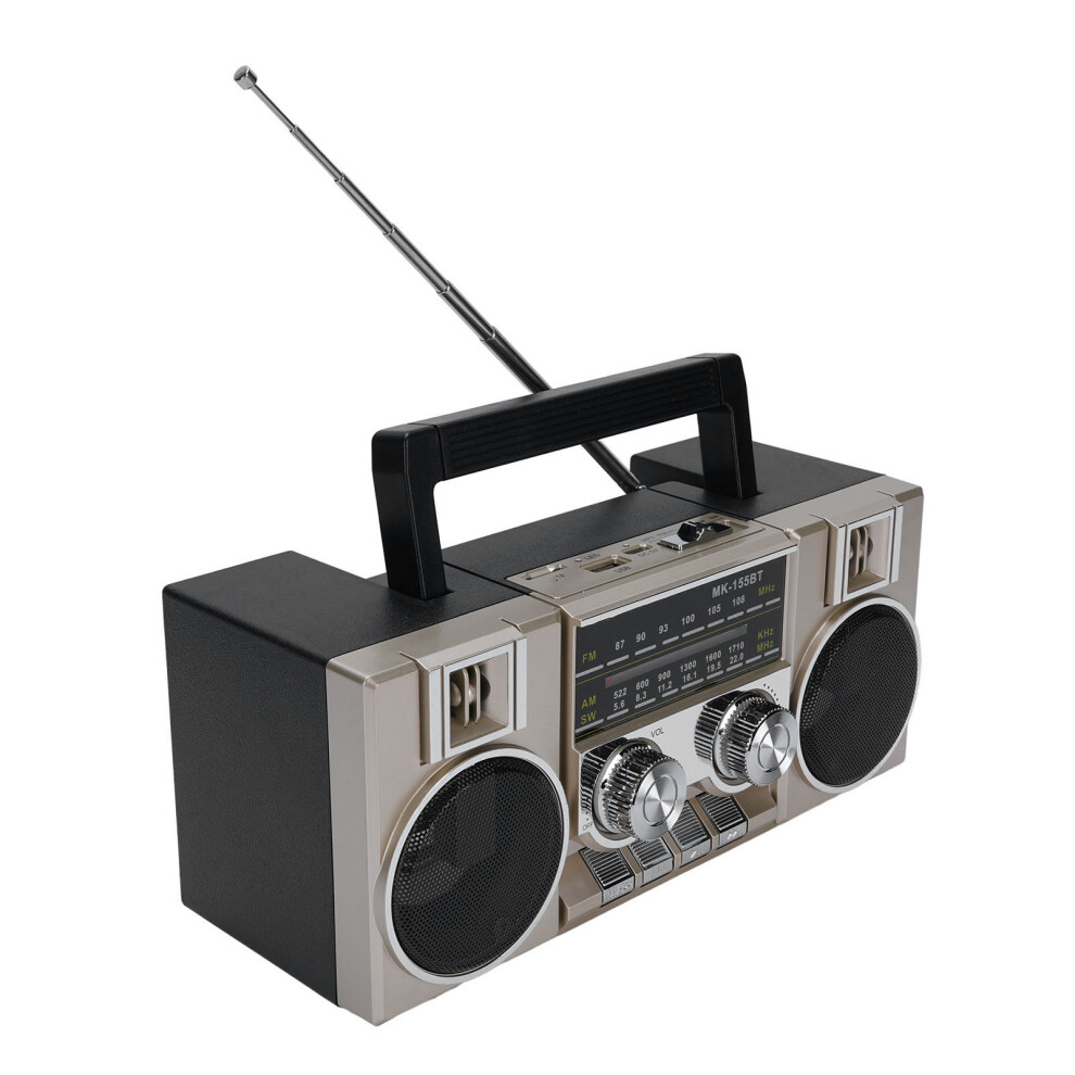 Portable Fm Am Sw Radio With Bluetooth, 1200Mah Battery Gold 5061341660266